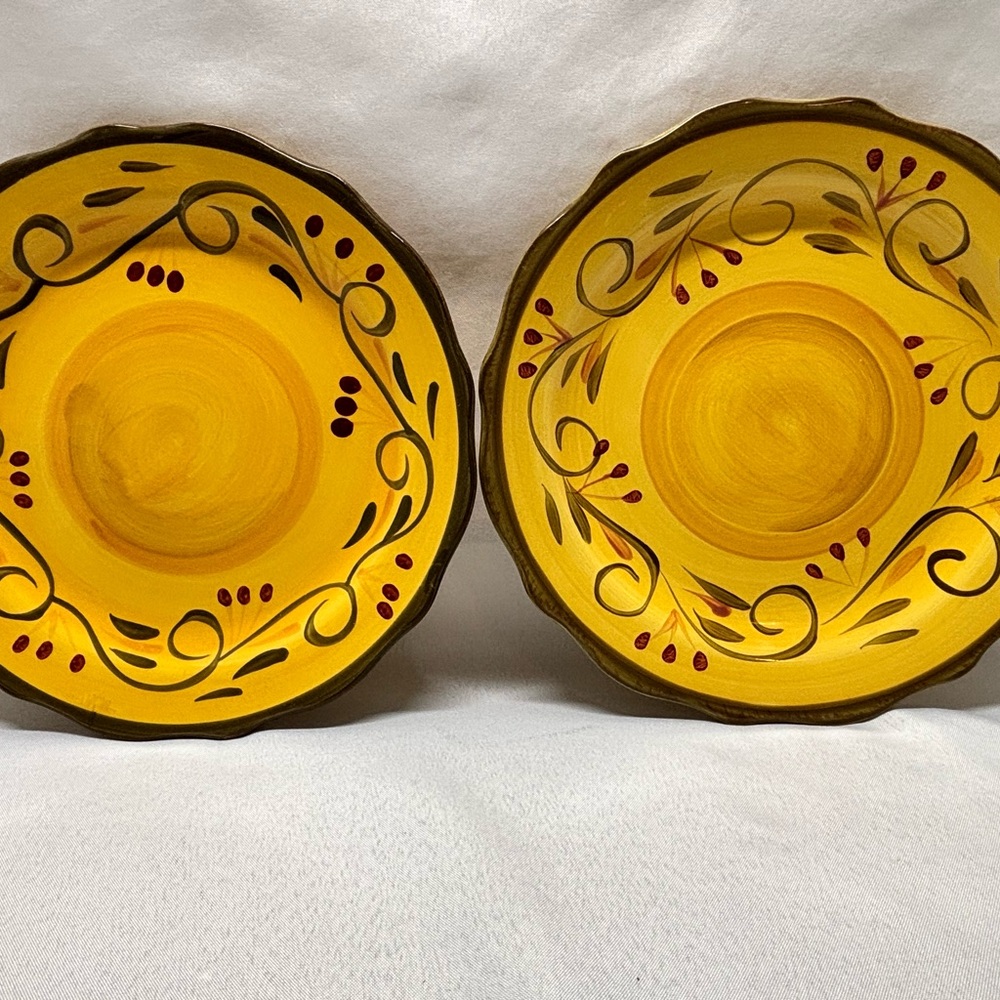 (2) Home Trends ITALIAN VILLA Berries/Scroll Stoneware Dinner Plates 11 1/4”